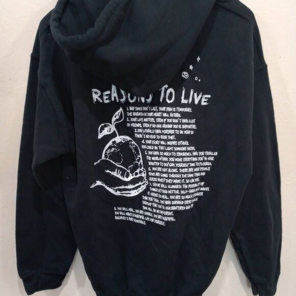 Truly Yours Stars in the Sky / Reasons To Live Black Knit Hoodie - Picture 2 of 2